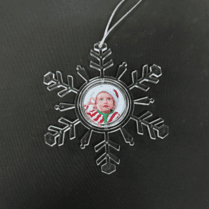 Ornament în formă de fulg cu inserție foto