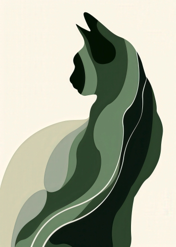 Poster Silueta pisicii în verde