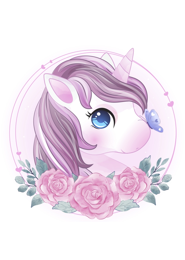 Poster Unicorn și fluturaș