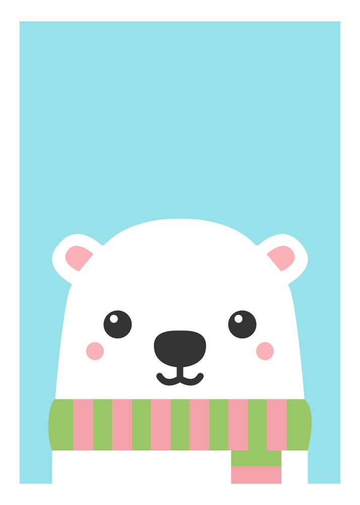 Poster Urs polar cu fular colorat