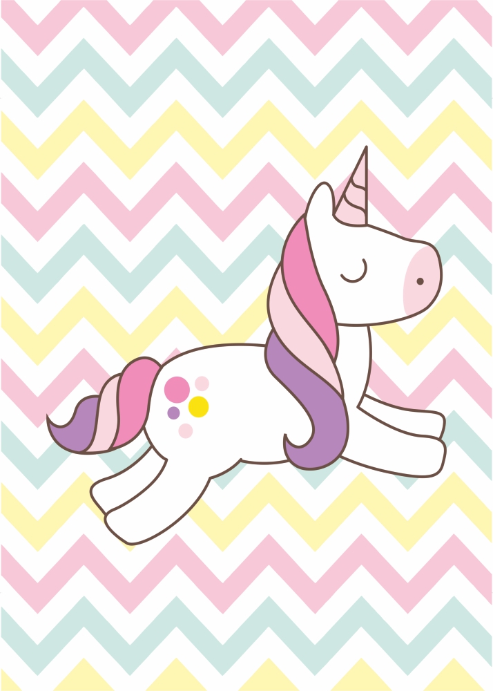 Poster Unicorn alb sărind cu coamă pastelată
