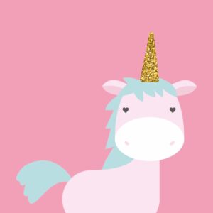 Poster Unicorn roz cu corn auriu strălucitor