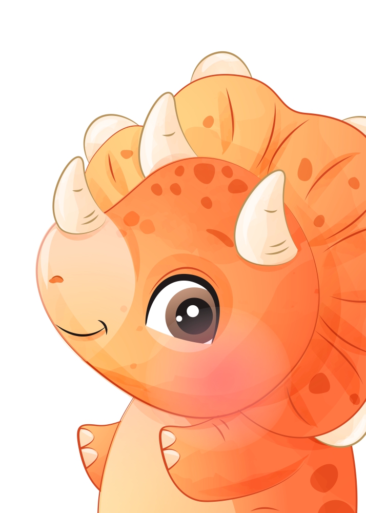 Poster Dinozaur portocaliu Triceratops