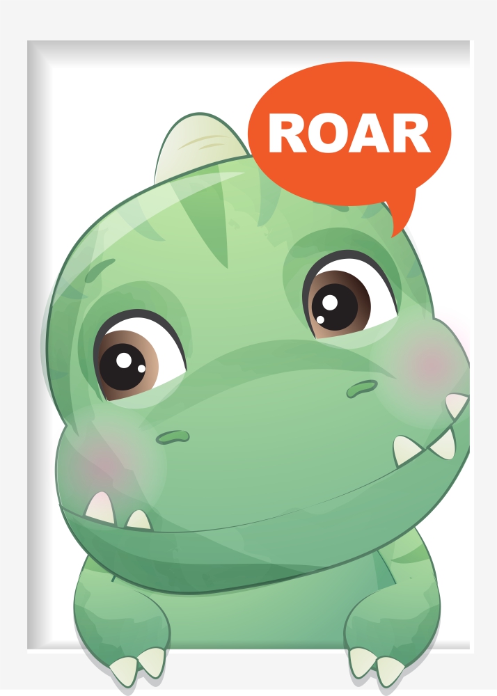 Poster Dinozaur verde spunând "Roar"