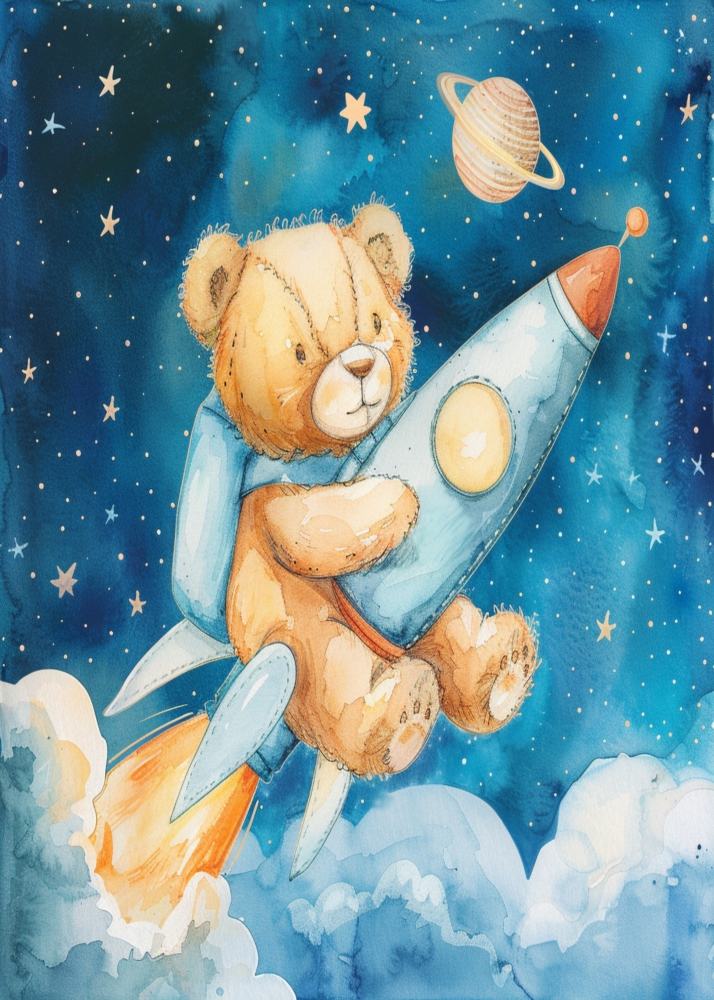 Poster Ursuleț astronaut în misiune spațială