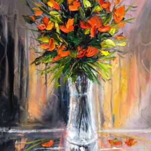 Poster Buchet de flori portocalii în vază