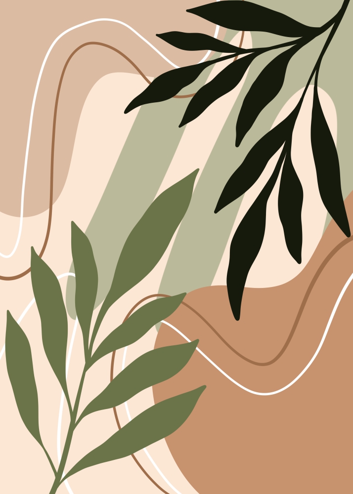 Poster Frunze pe fundal abstract