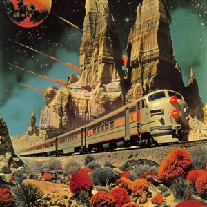 Poster Tren futurist într-un peisaj extraterestru