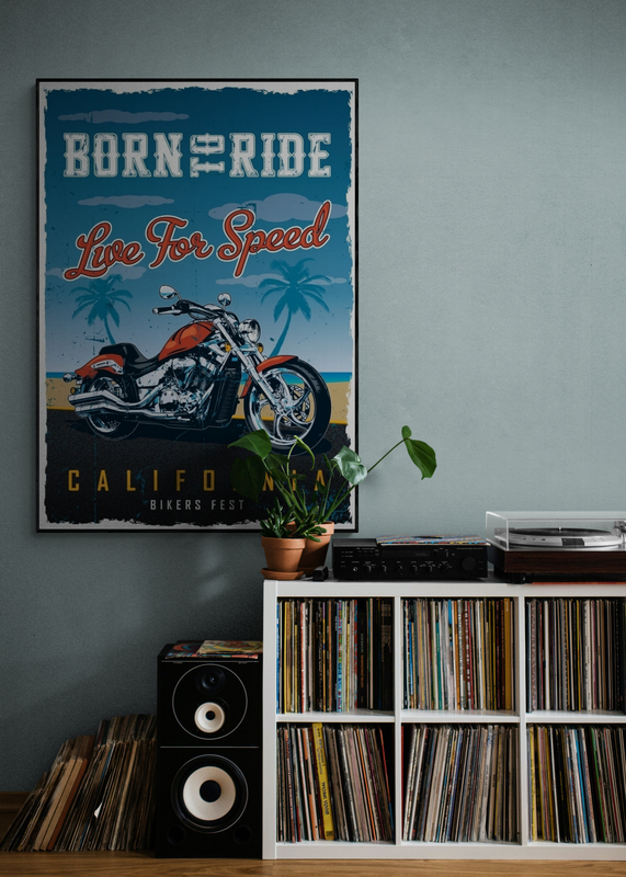 Mockup Poster Născut pentru viteză