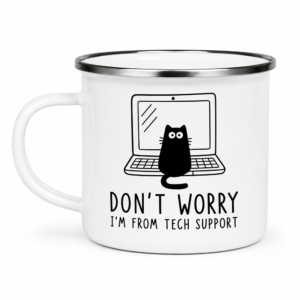 Don't Worry, I'm From Tech Support – cană emailată cu mesaj