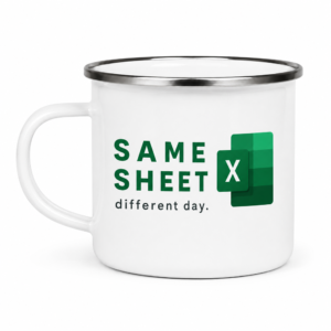 Same Sheet, Different Day – cană emailată cu mesaj