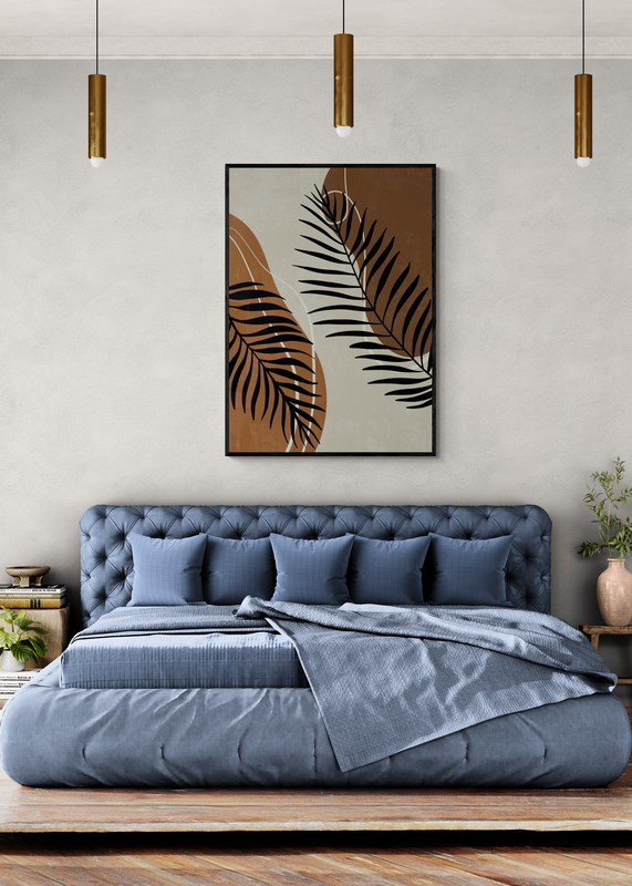 Mockup Poster Frunze negre de palmier