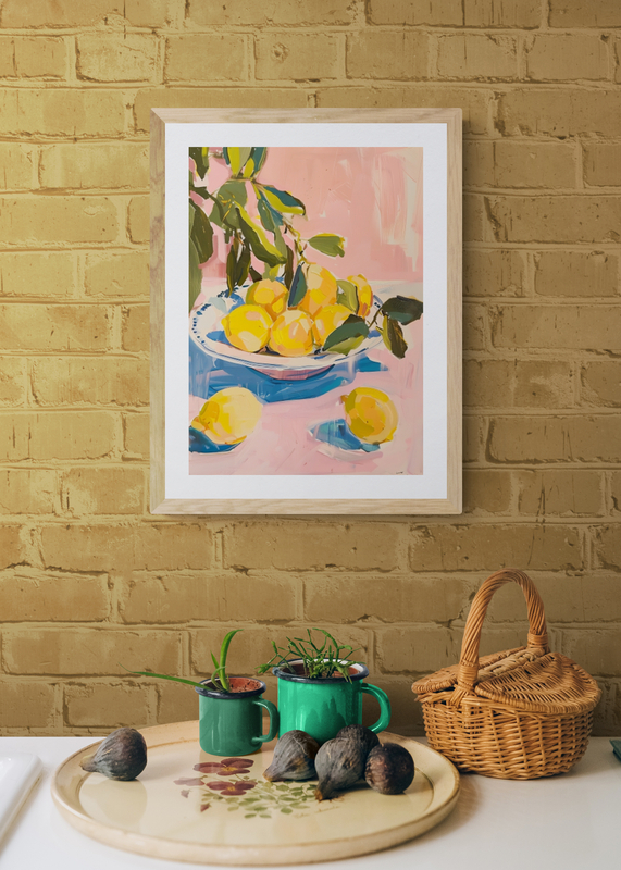Mockup Poster Platou cu lămâi proaspete