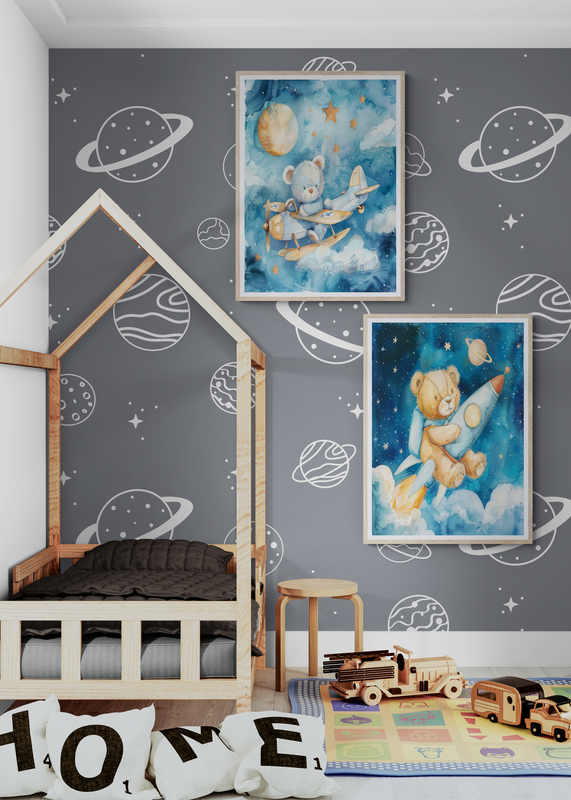 Mockup Poster Ursuleț astronaut în misiune spațială