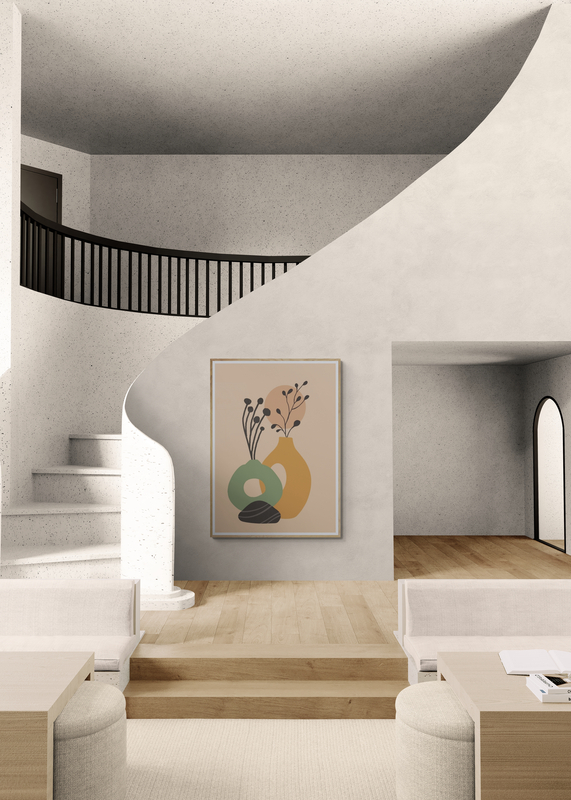 Mockup Poster Vaze stilizate cu ramuri de flori