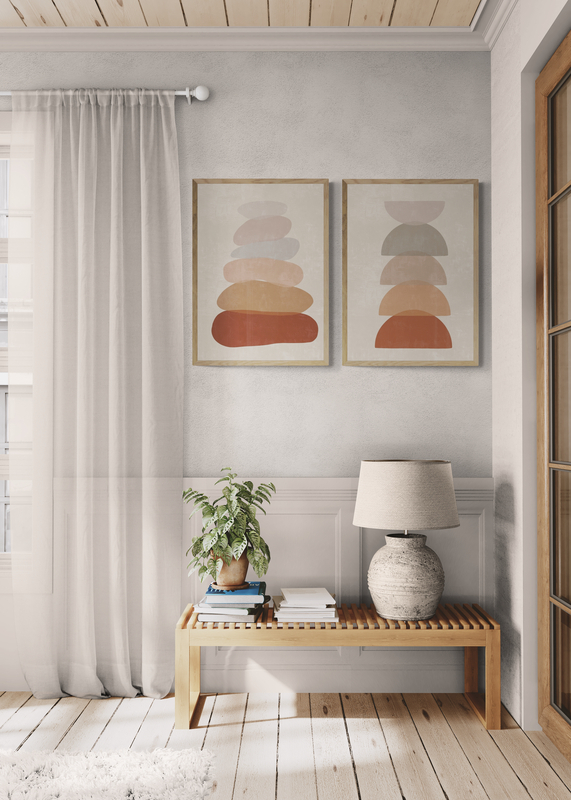 Mockup Poster Semicercuri abstracte în tonuri neutre