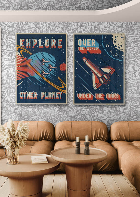 Mockup Poster Navetă cosmică în zbor