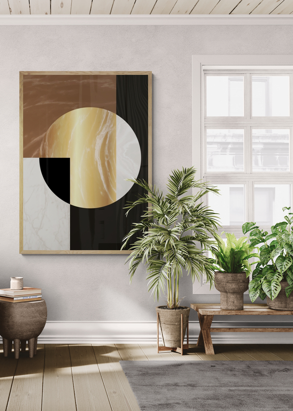 Mockup Poster Texturi și lumini cu accente aurii