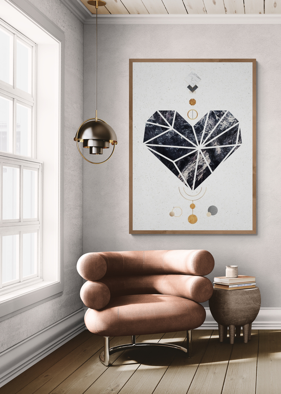 Mockup Poster Inimă geometrică și armonie cosmică