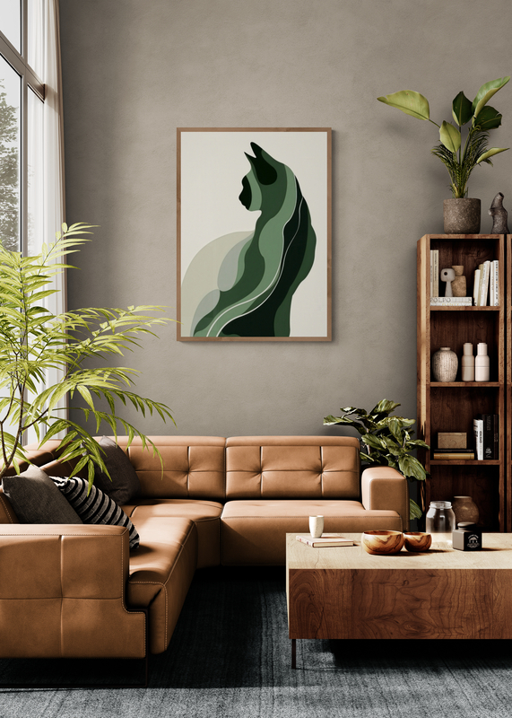 Mockup Poster Silueta pisicii în verde
