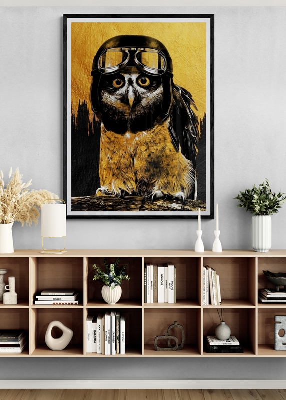 Mockup Poster Bufniță cu ochelari de aviator