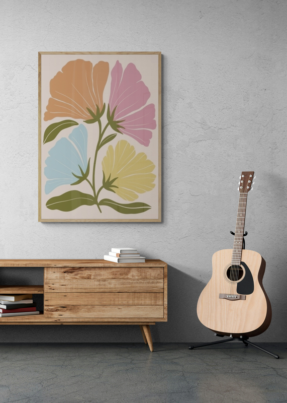 Mockup Poster Simfonia florilor pastelate