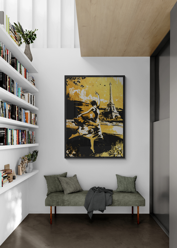 Mockup Poster Balerină și Turnul Eiffel