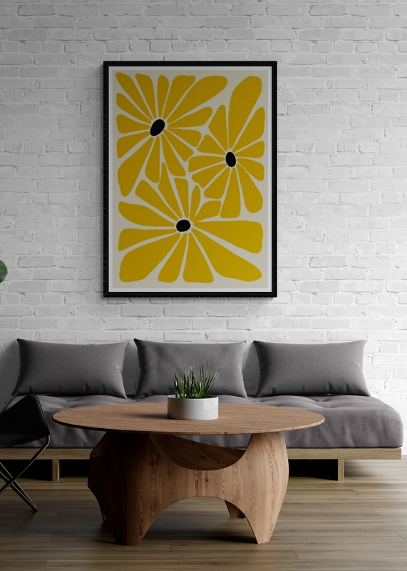 Mockup Poster Flori galbene abstracte