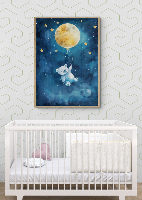 Mockup Poster Ursuleț plutind printre stele