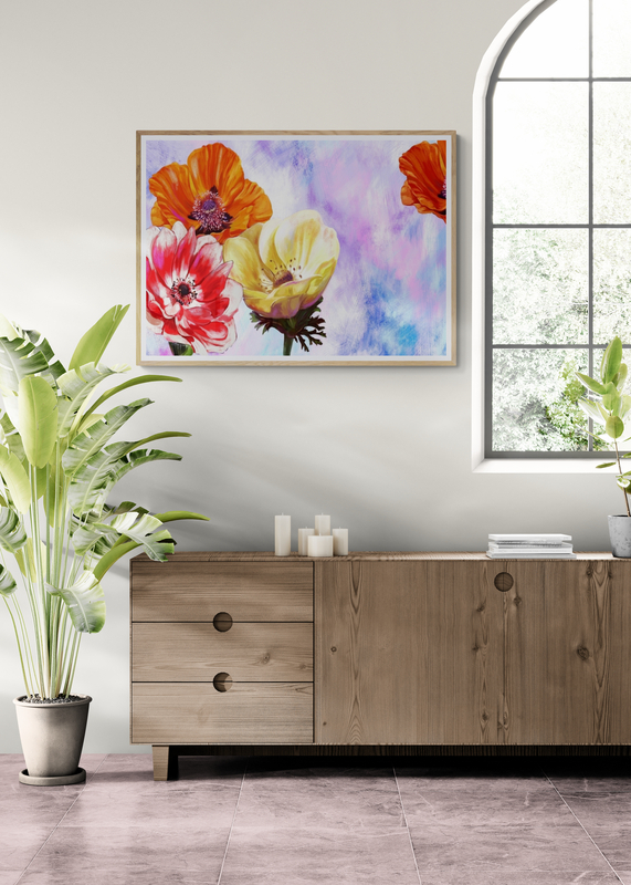 Mockup Poster Flori pictate în acuarelă
