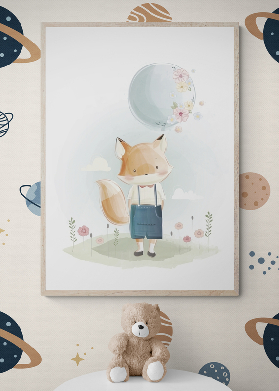 Mockup Poster Vulpiță cu balon