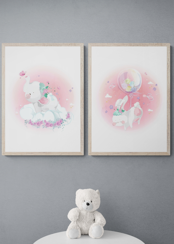 Mockup Poster Elefănțel pe un nor pufos