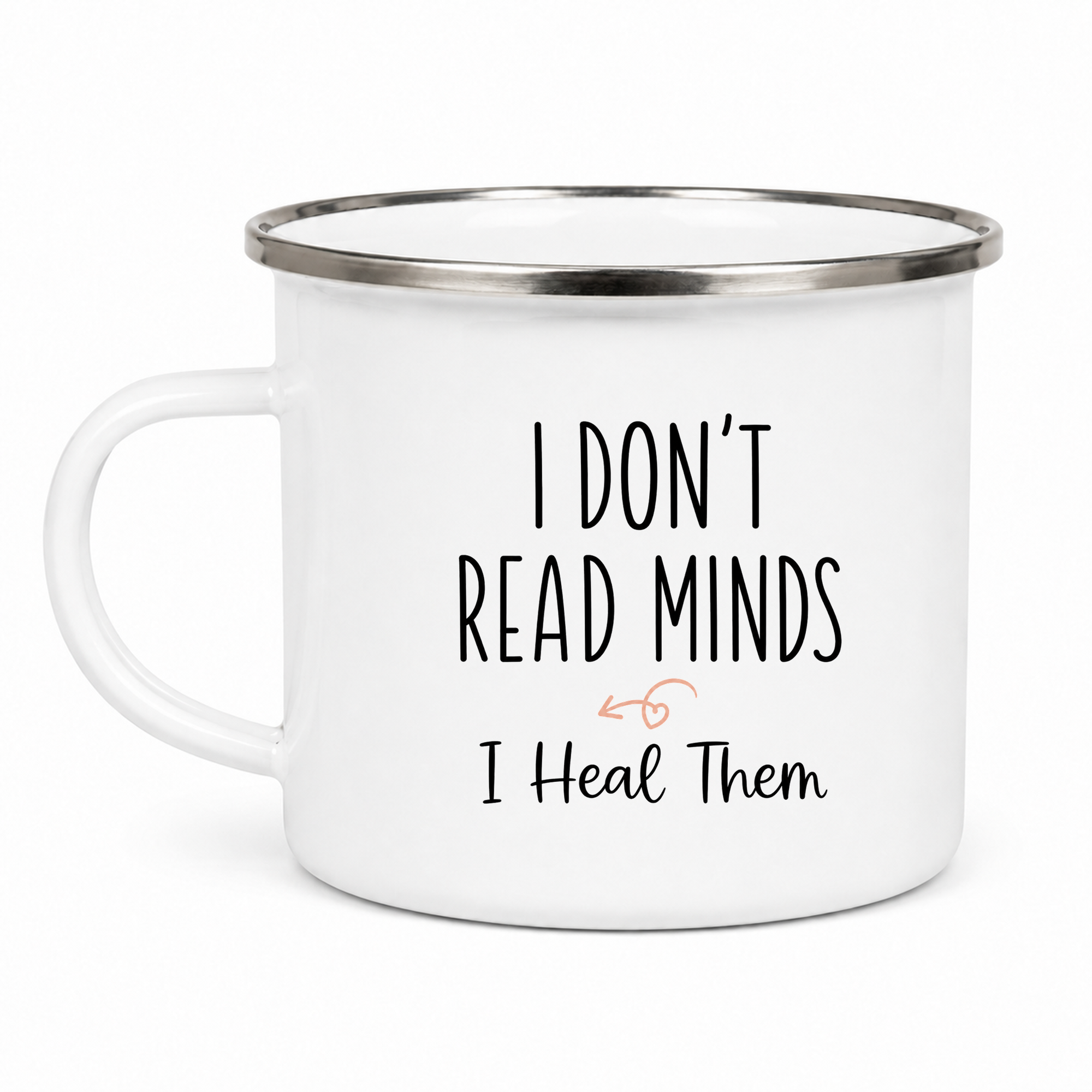I don't read minds - I heal them – cană emailată cu mesaj