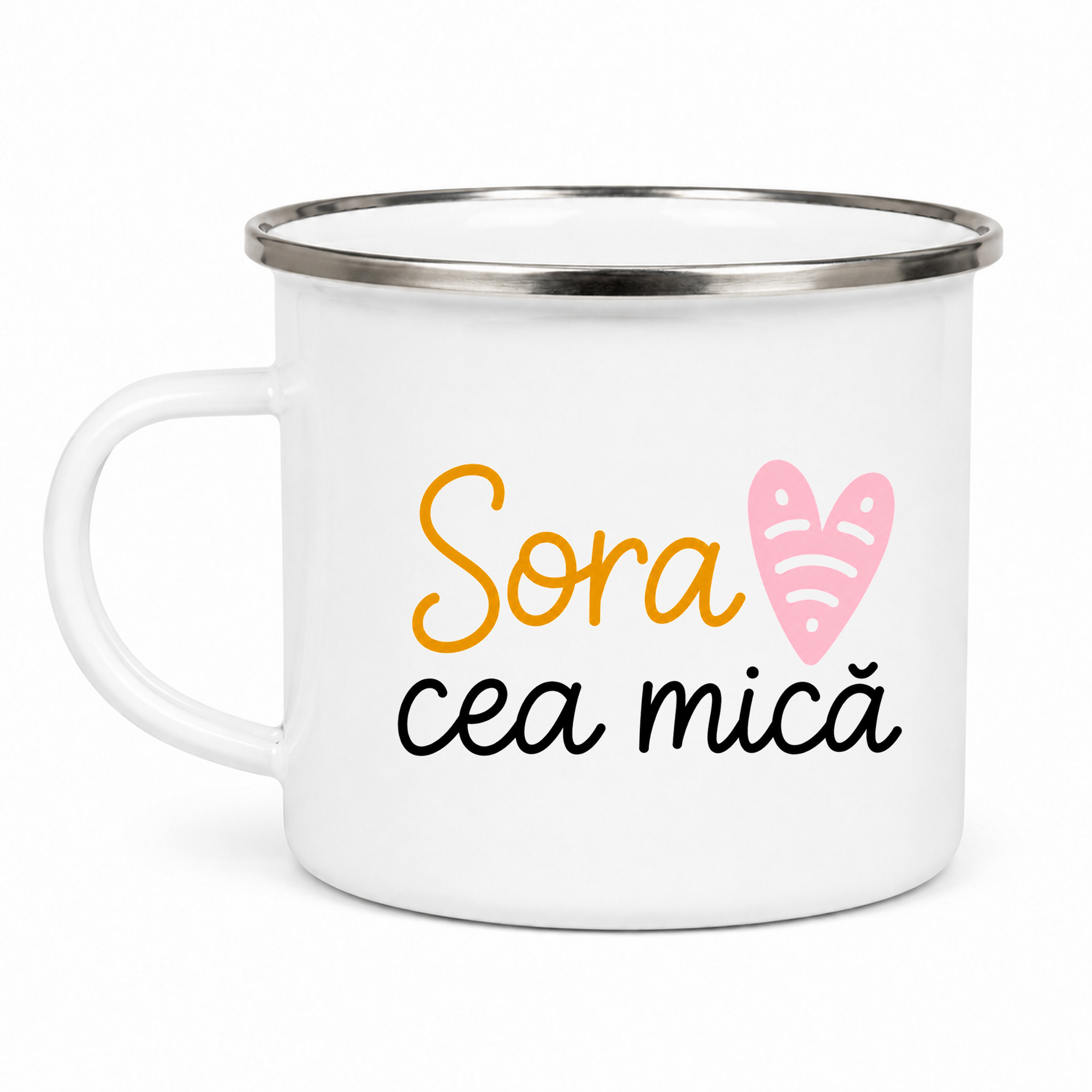Sora cea mică 2 – cană emailată cu mesaj
