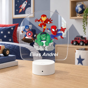 Lampă LED 3D personalizată Avengers Kids cu nume