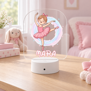 Lampă LED 3D personalizată cu balerină și numele Mara, lumina stinsă