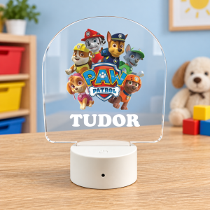 Lampă LED 3D personalizată Paw Patrol cu nume