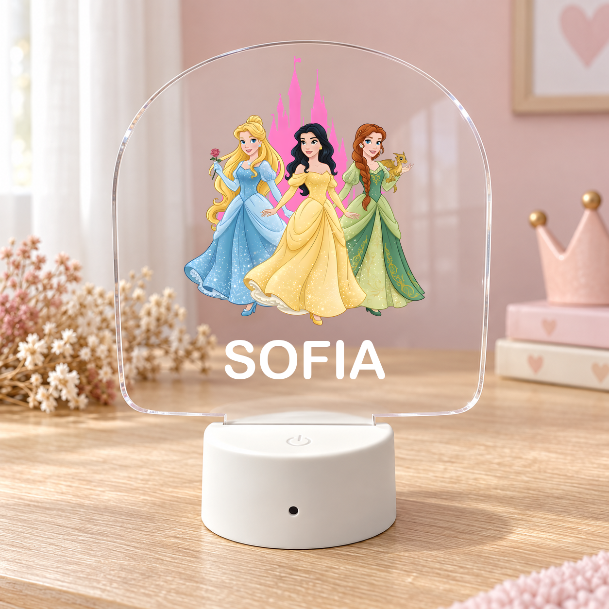 Lampă LED 3D personalizată Prințese cu nume