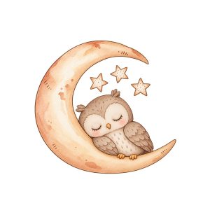 Bufniță adormită – sticker perete reaplicabil