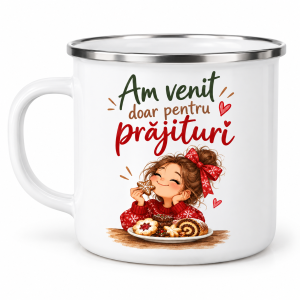 Am venit doar pentru prăjituri – cană emailată de Crăciun
