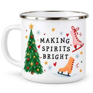 Making Spirits Bright – cană emailată de Crăciun