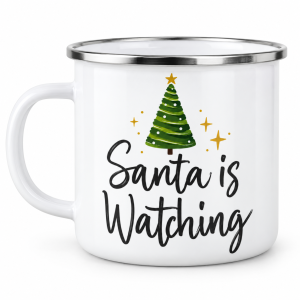 Santa Is Watching – cană emailată de Crăciun