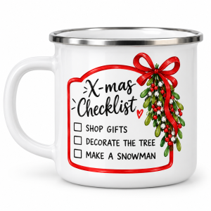 X-mas Checklist – cană emailată de Crăciun