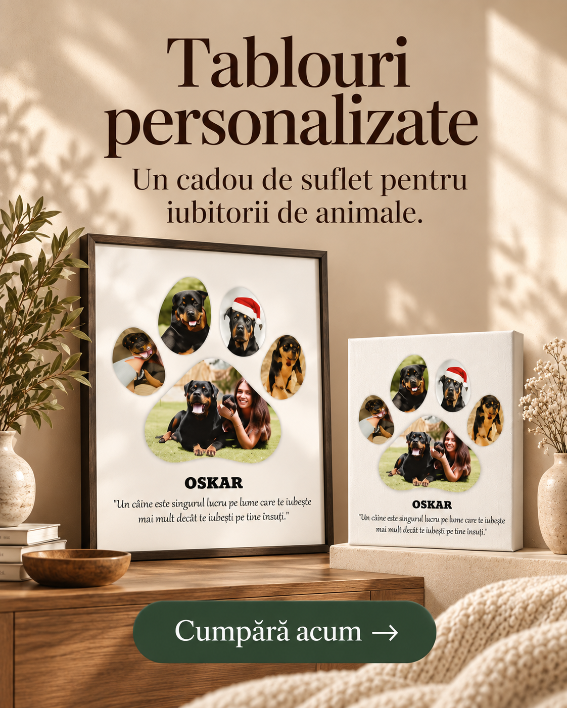 Tablouri personalizate pentru iubitorii de animale