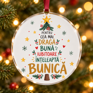 Glob de Crăciun din plexiglas – Bunică – brad din cuvinte