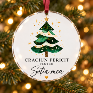 Glob de Crăciun din plexiglas – Crăciun fericit pentru Soția mea – brad elegant