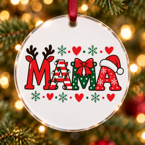 Glob de Crăciun din plexiglas – MAMA – litere festive