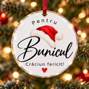 Glob de Crăciun din plexiglas – Pentru Bunicul – căciuliță de Moș