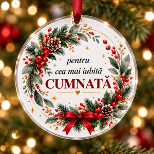 Glob de Crăciun din plexiglas – Pentru cea mai iubită cumnată – coroniță