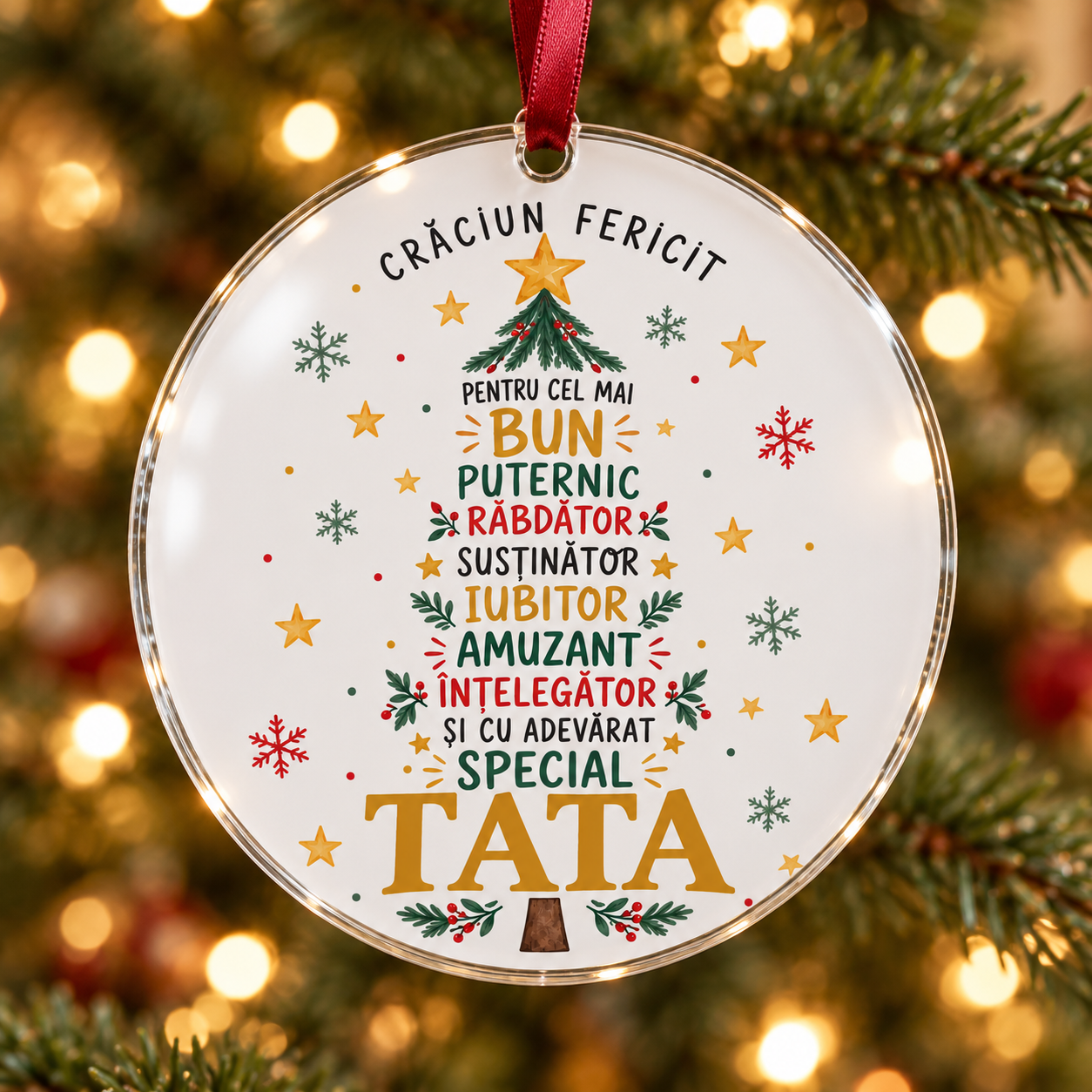 Glob de Crăciun din plexiglas – Tata special – brad din cuvinte